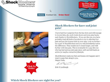 Shock Blocker Insoles Commercial Website created by Talking Box Media