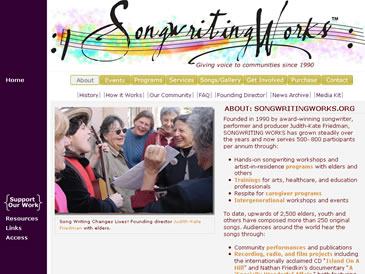 Songwriting Works Non Profit Website, created by Talking Box Media